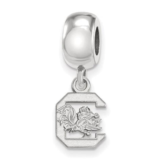 Sterling Silver Rhodium-plated LogoArt University of South Carolina Extra Small Dangle Bead Charm