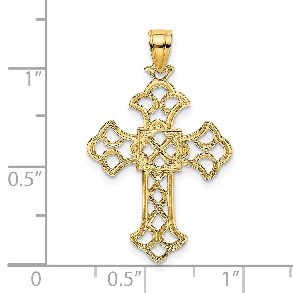 14K Delicate Cut-Out Cross Charm