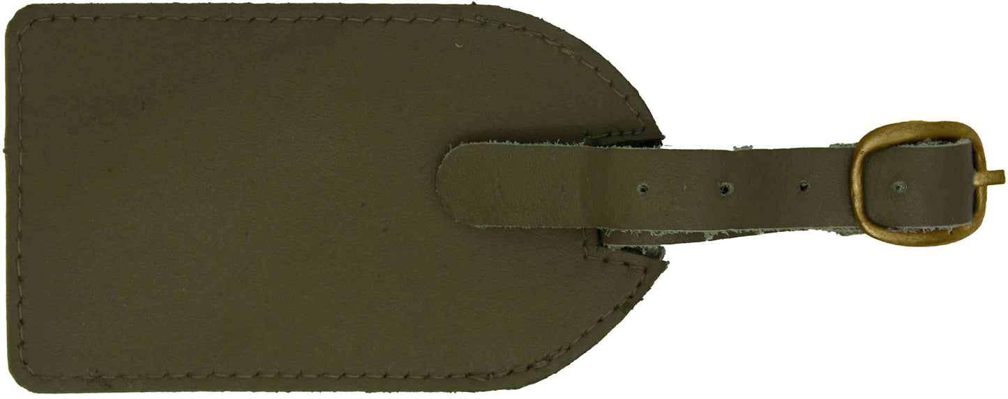 Green Leather Luggage Tag with Buckle Strap QGM22549