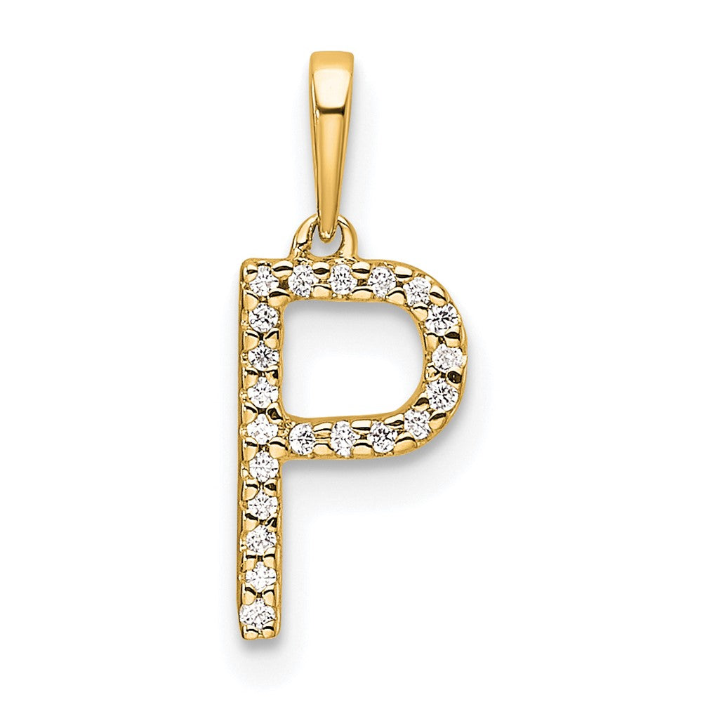 14K Diamond Letter P Initial Pendant