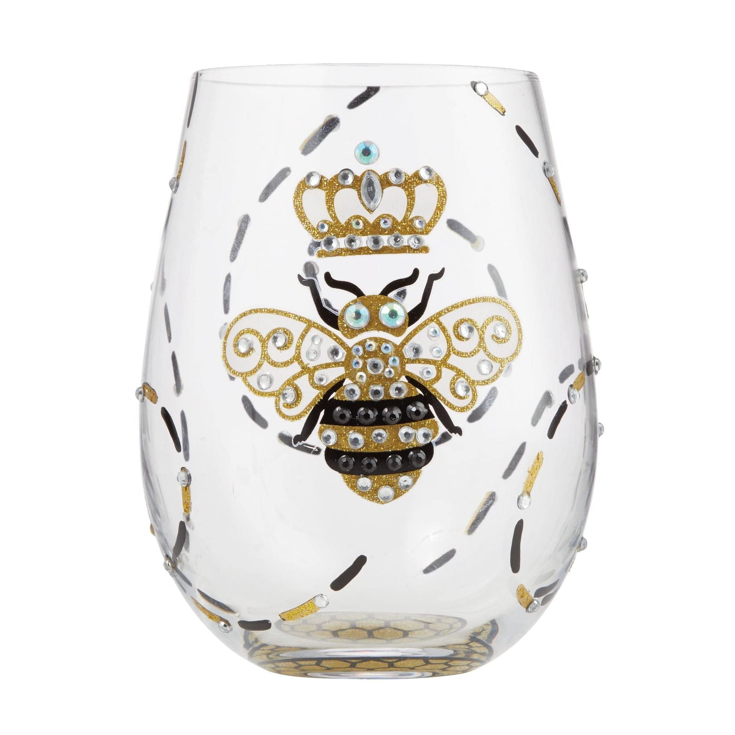 Enesco Lolita Queen Bee Stemless Glass, 4.53 Inch, Multicolor, 20 oz
