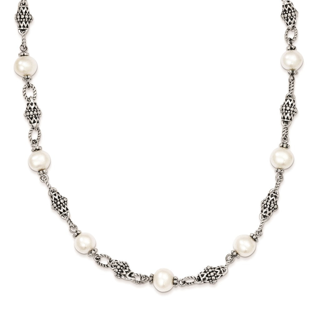 Shey Couture Sterling Silver 20 Inch Antiqued  8-8.5mm Freshwater Cultured Pearl Necklace 18 Inches