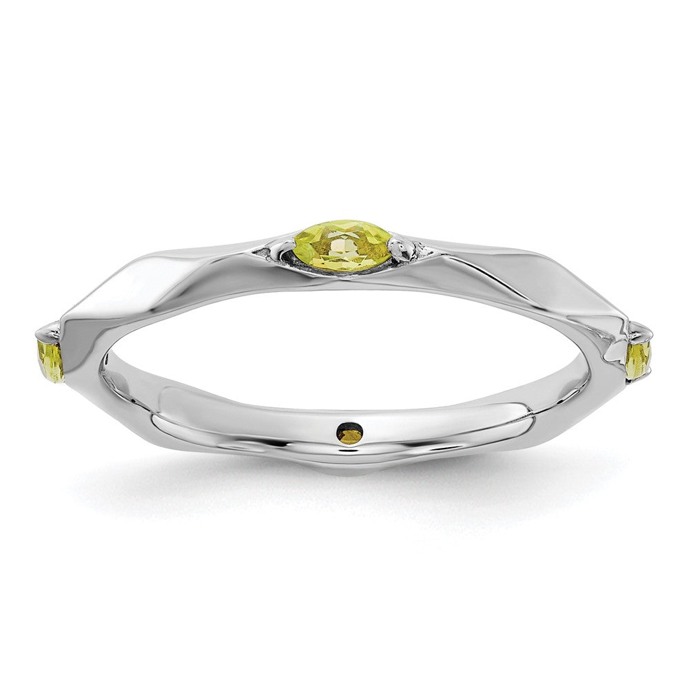 Sterling Silver Stackable Expressions Rhodium-plated Peridot Ring Size -7