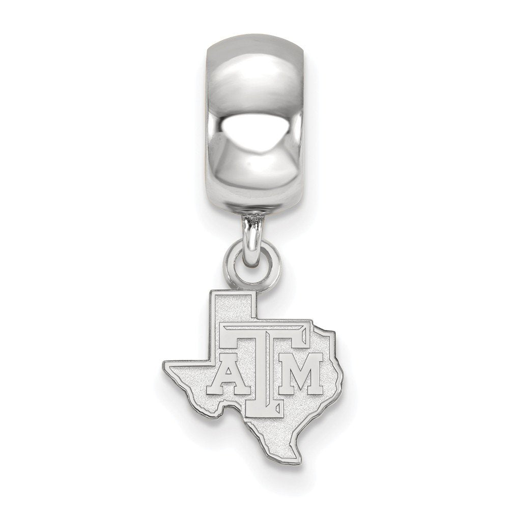 Sterling Silver Rhodium-plated LogoArt Texas A and M University State Outline Extra Small Dangle Bead Charm