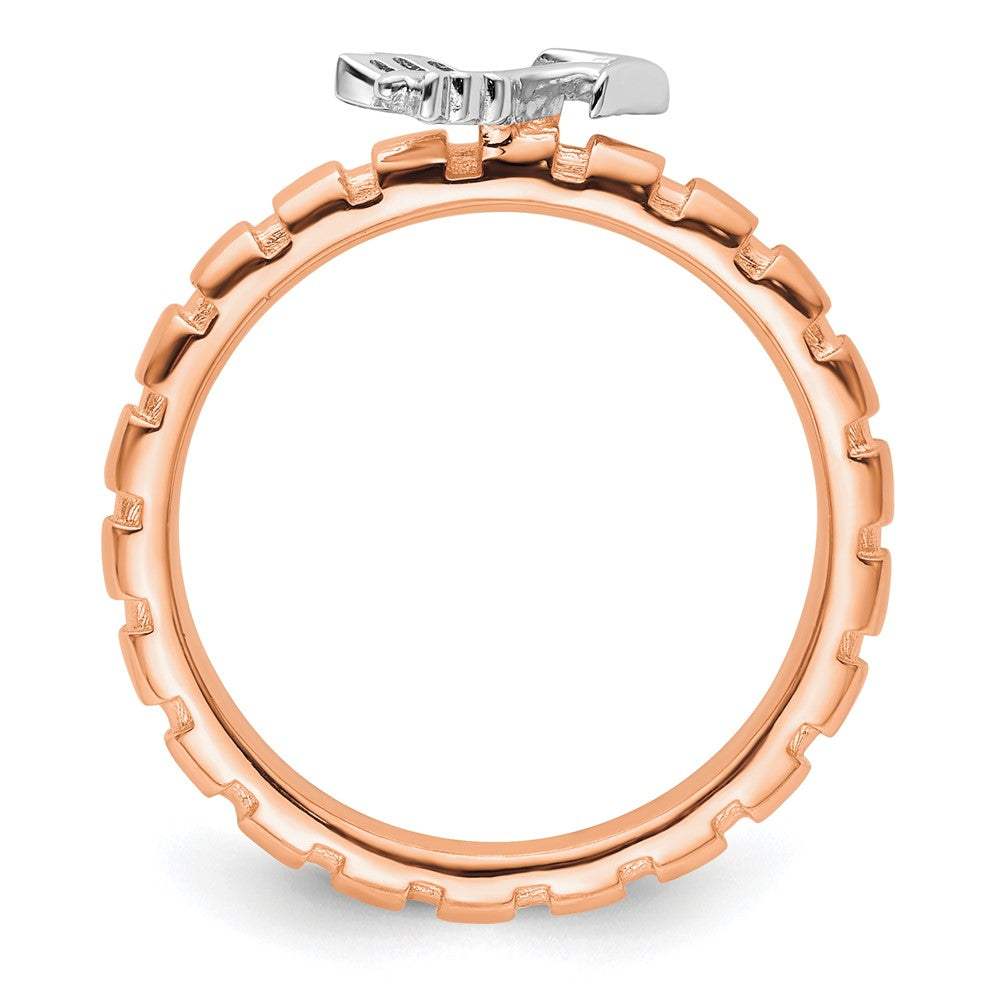 Sterling Silver Stackable Expressions Rose Gold & Rhod-plate Arrow Ring