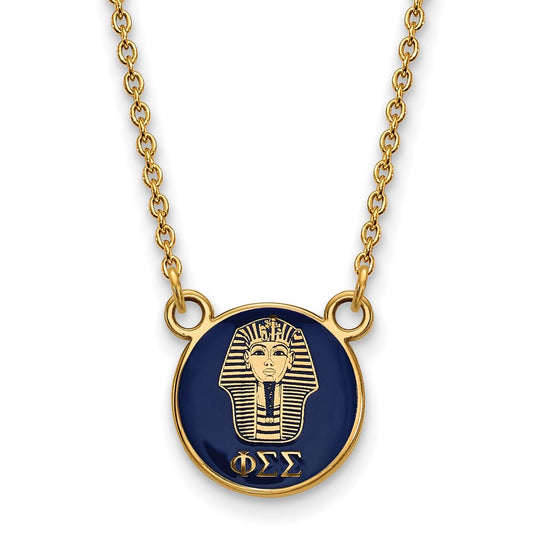 Sterling Silver Gold-plated LogoArt Phi Sigma Sigma Sorority Symbol Small Color Enamel Pendant 18 inch Necklace