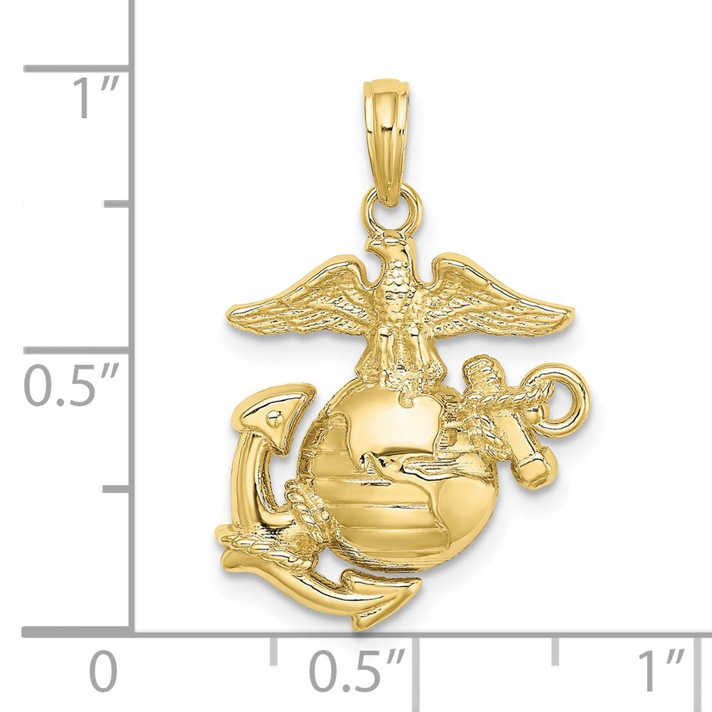 10K Polished Textured Marine Corps Pendant