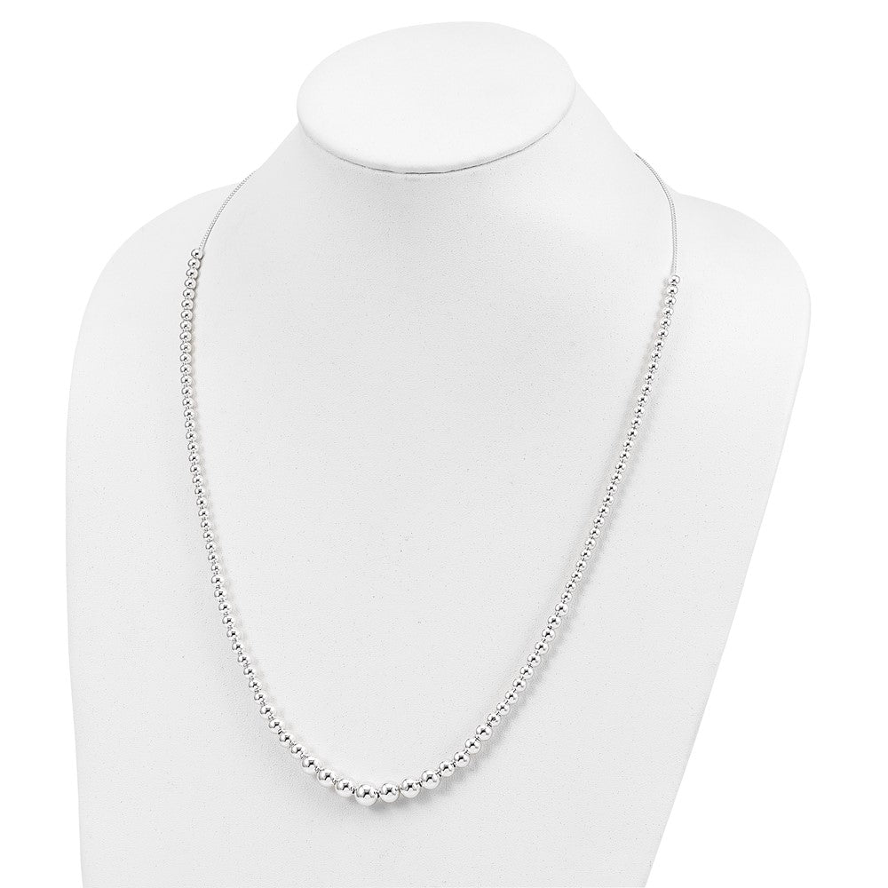 Sterling Silver Graduated Beads Adjustable Necklace 28 Inches