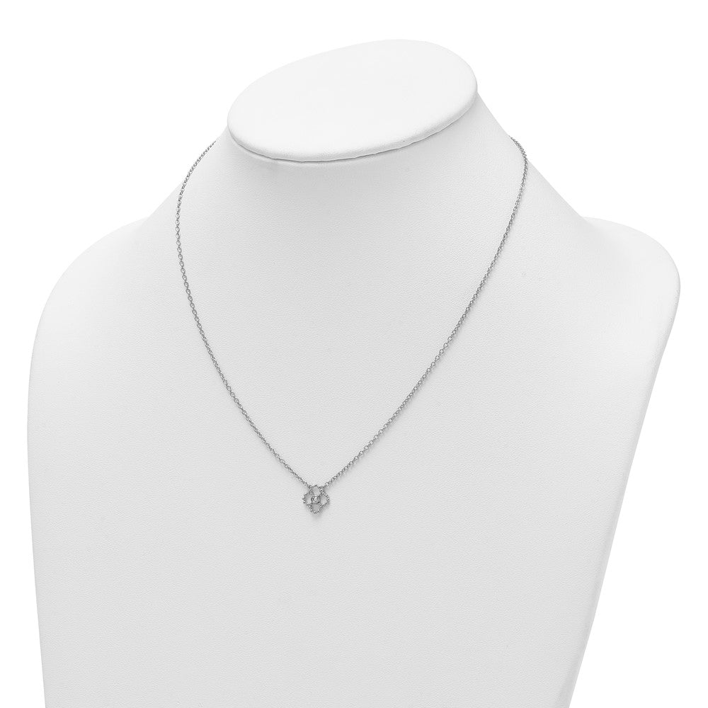 White Ice Sterling Silver Rhodium Plated Beaded Diamond Quatrefoil 18in Necklace plus 2 in Extender