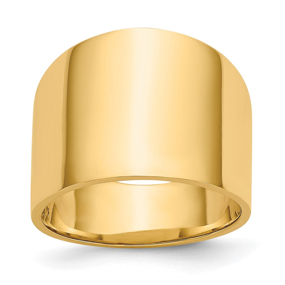 14K 15mm Flat-top Tapered Cigar Band Ring Size 7