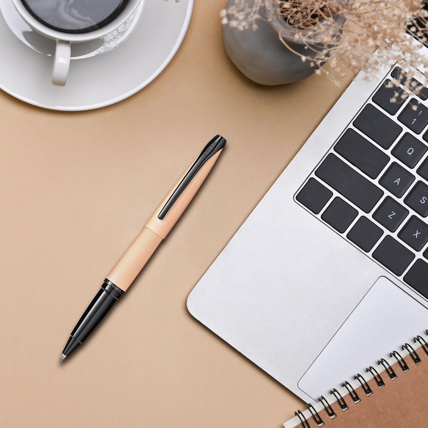 Cross ATX Brushed Metallic Refillable Gel Ink Rollerball Pen, Medium Rollerball, Includes Premium Gift Box - Brushed Rose Gold