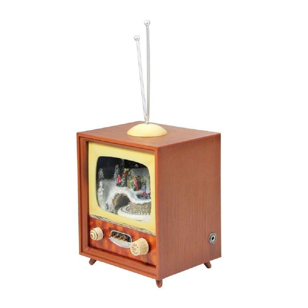 Roman 5.75" LED Lighted Musical Train TV Box Christmas Tabletop Decoration