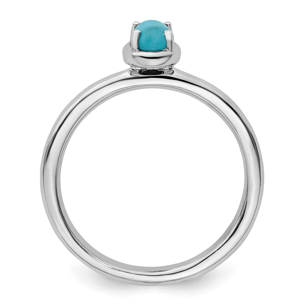 Sterling Silver Stackable Expressions Turquoise Polished Ring Size -7