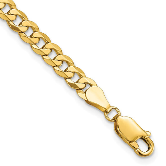 14K 4.5mm Flat Beveled Curb Chain 8  inches
