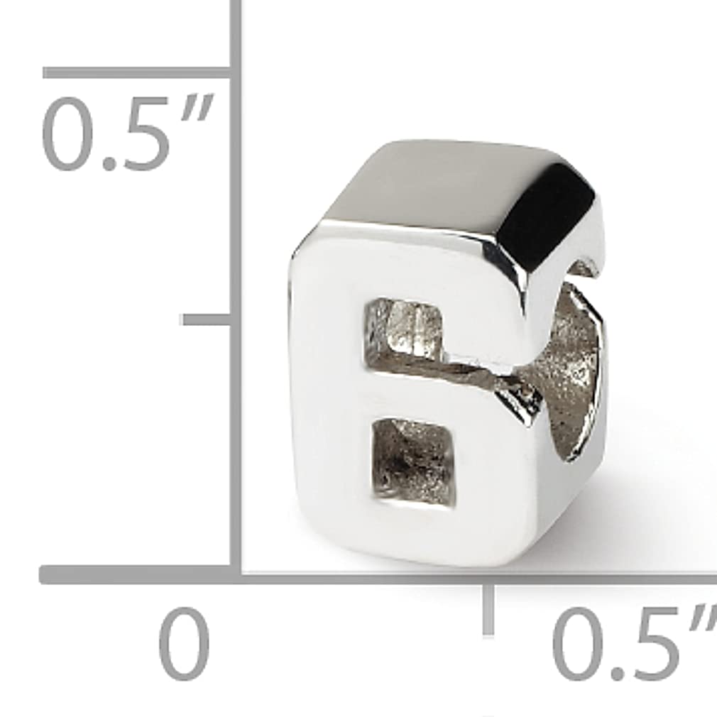 The Black Bow Sterling Silver Block Style, Number 6 Bead Charm