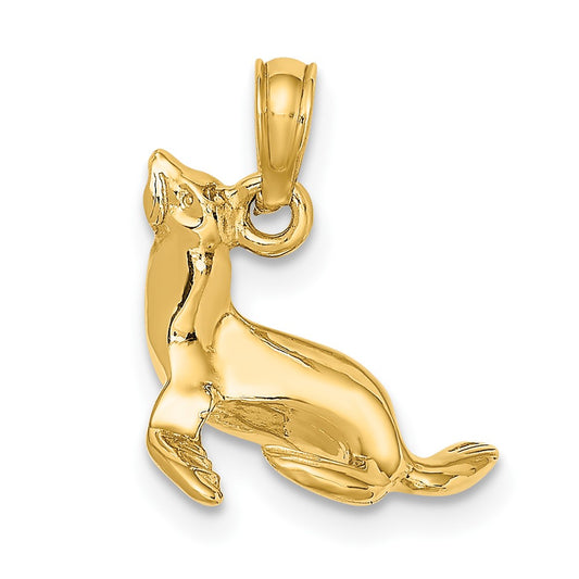 10K 3-D Polished Seal Charm
