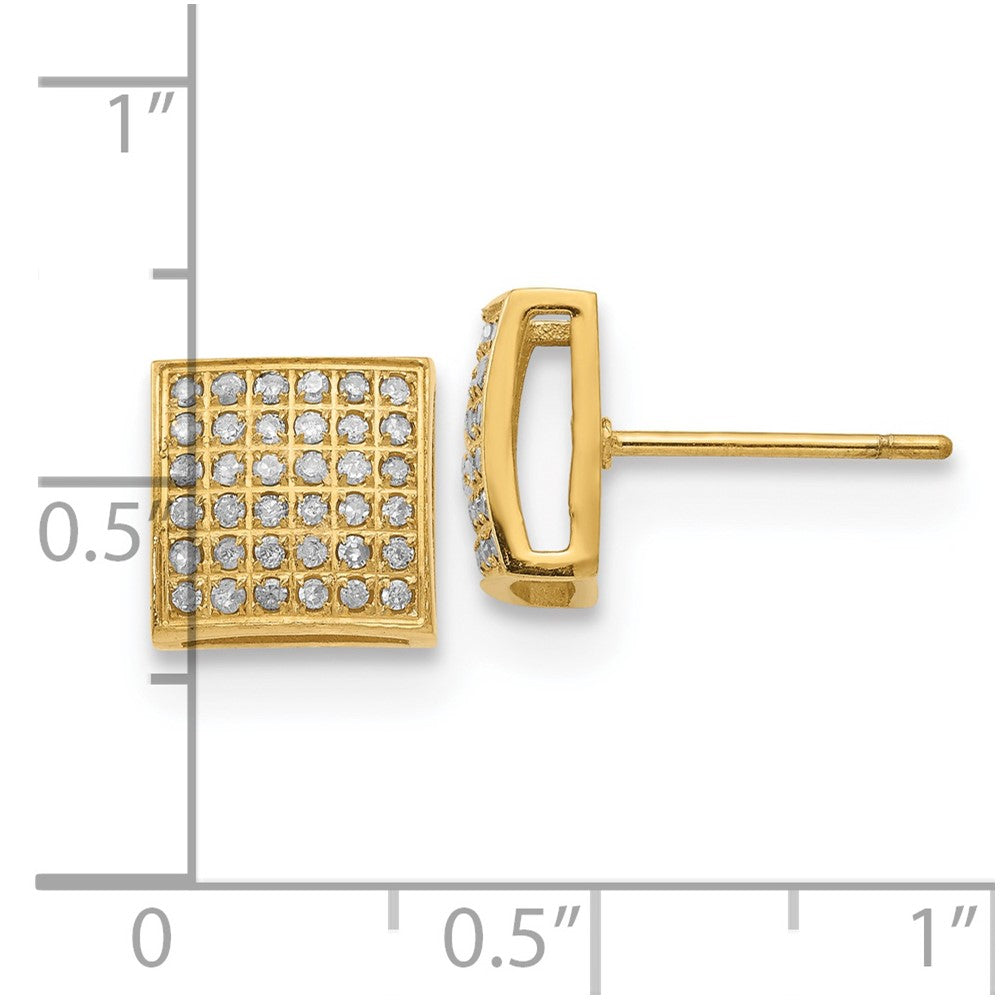 Stainless Steel Polished Yellow IP with 3/8ct. Diamond Square Post Earring
