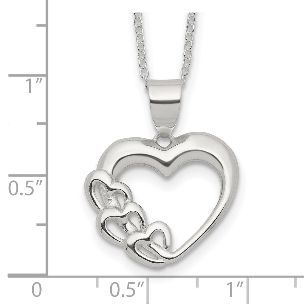 Sterling Silver Rhodium-plated Heart Necklace 18 Inches