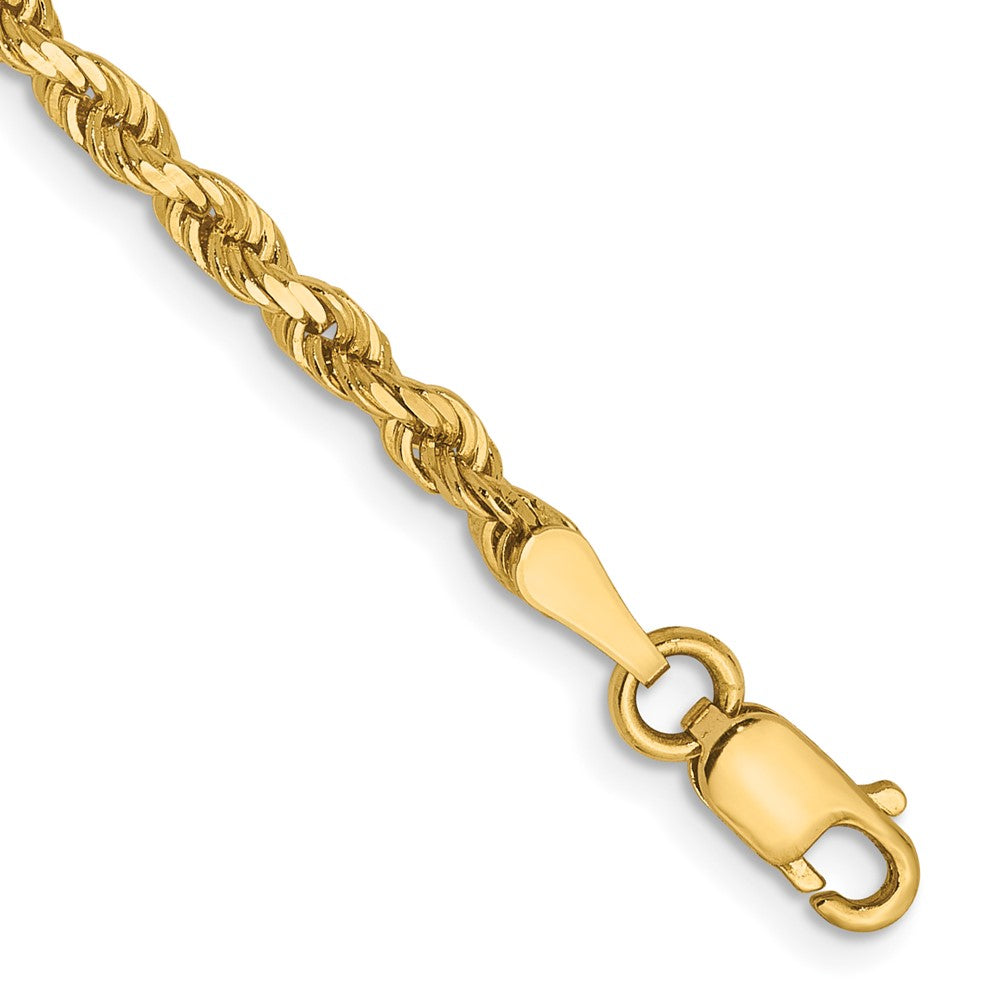 14K 2.75mm Diamond-Cut Lightweight Rope Chain 7  inches