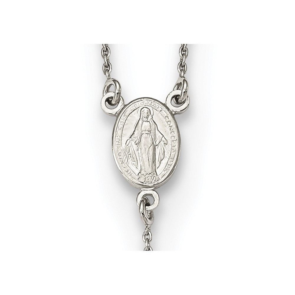 Sterling Silver Beaded Rosary18 inch Necklace with1.25 inch extension 18 Inches