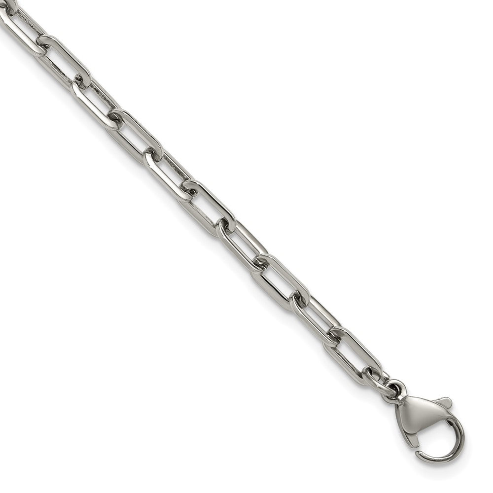 Chisel Stainless Steel Polished 6.5 inch Plus a 1.5 inch Extension Paperclip Chain Link Bracelet 6.5 inches