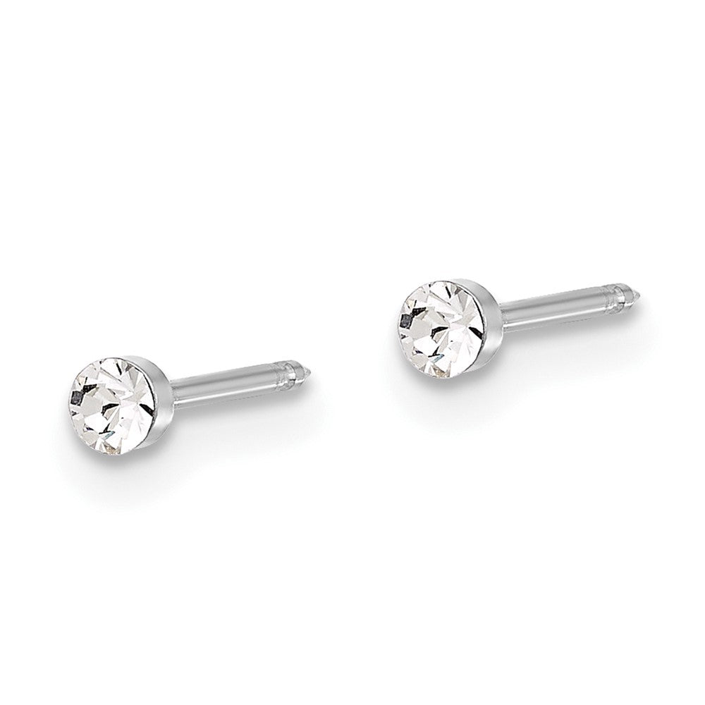 Inverness 14K White Gold Polished 2.4mm Crystal Post Piercing Earrings