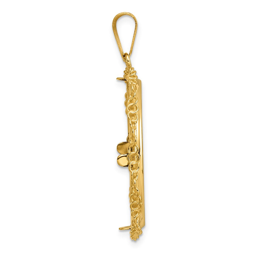 14k Polished Twisted Ring with 27.0mm Prong Coin Bezel Pendant