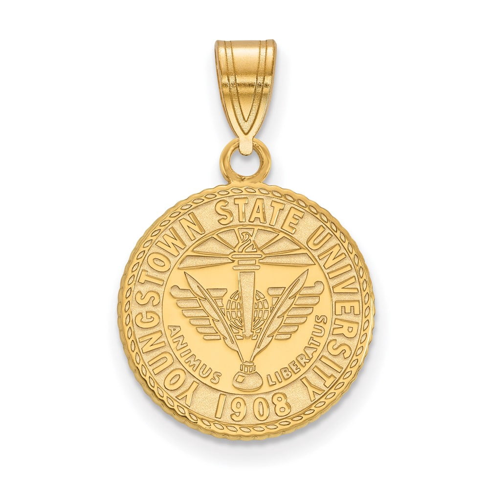 Sterling Silver w/ 14K Yellow Gold-Plated Official Licensed Collegiate Youngstown State U Medium Crest Pendant