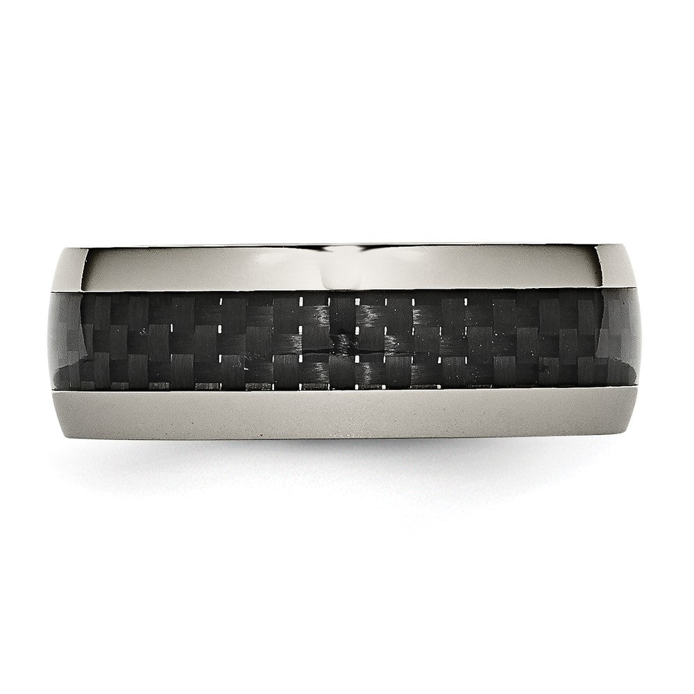 Titanium Polished w/Black Carbon Fiber Inlay 8mm Band Size - 8