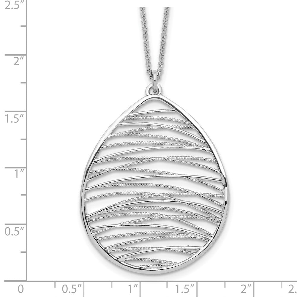Sterling Silver Rhodium-plated Polished w/ 1.75in Ext. Necklace 16.5 Inches