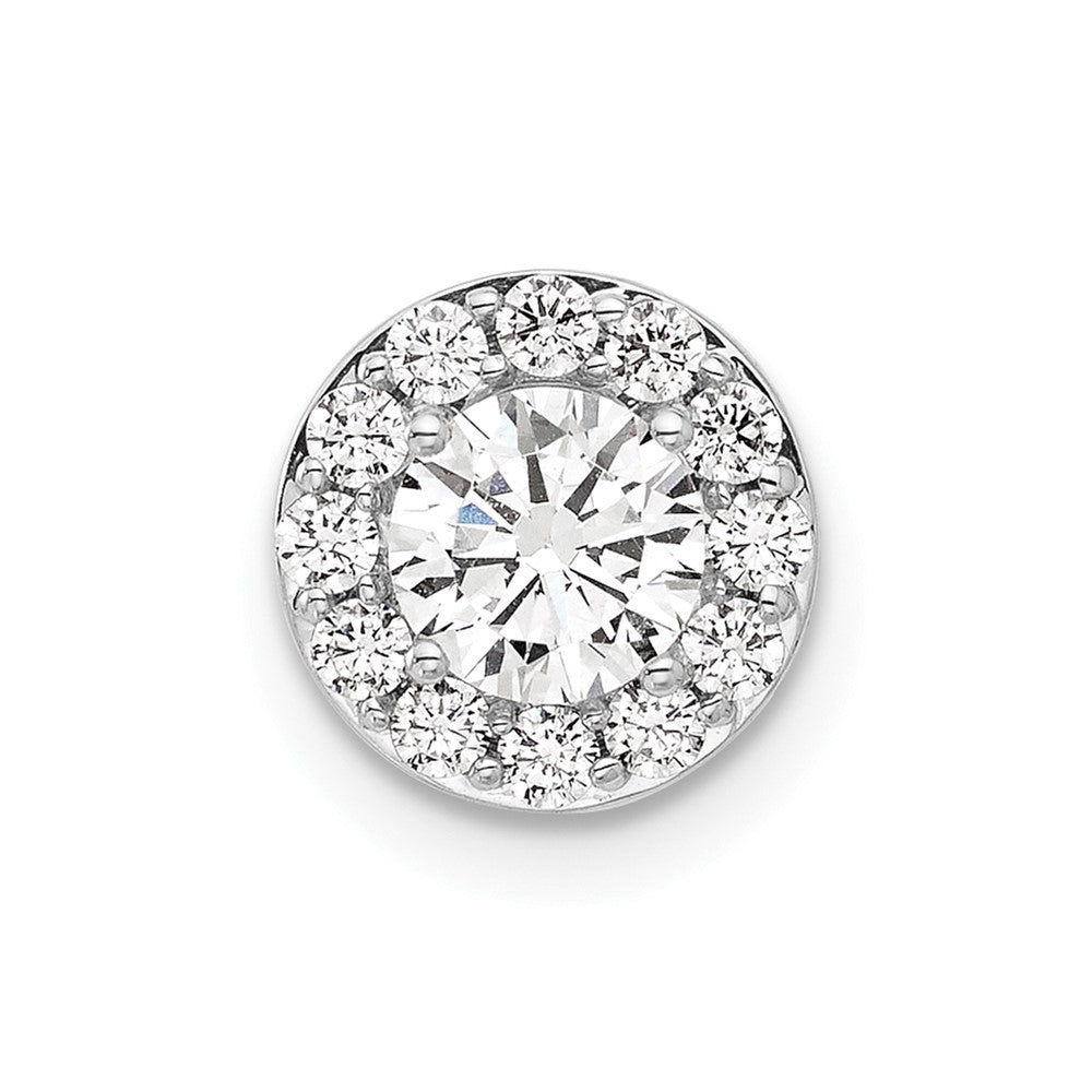 14k White Gold 3/4 carat Lab Grown Diamond VS/SI+ G+ Round Complete Halo Chain Slide Pendant
