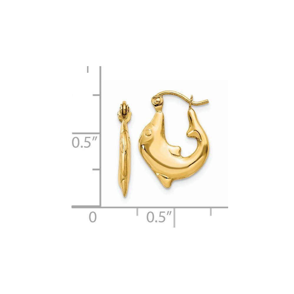 14k Polished Dolphin Hoop Earrings