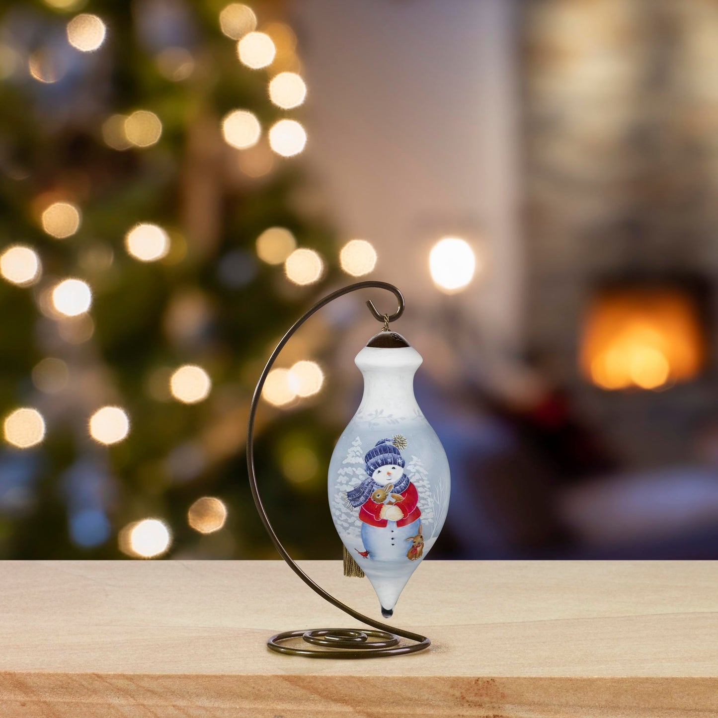 Ne’Qwa Art - Snowman Ornament, Snowman Hand-Painted Blown Glass Ornament, Hoppy Christmas to All Sarah Summers by, Precious Moments