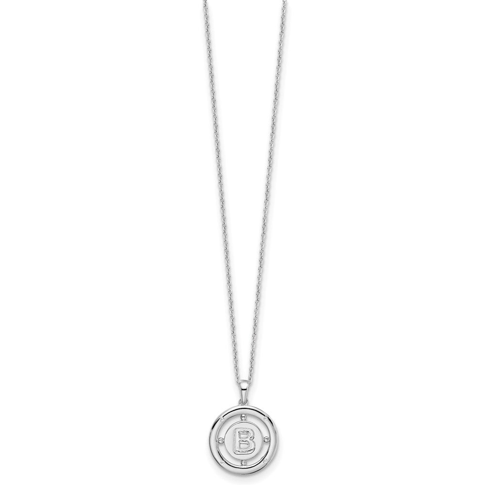White Ice Sterling Silver Rhodium-plated 18 Inch Diamond Letter B Initial Necklace with 2 Inch Extender 18 Inches