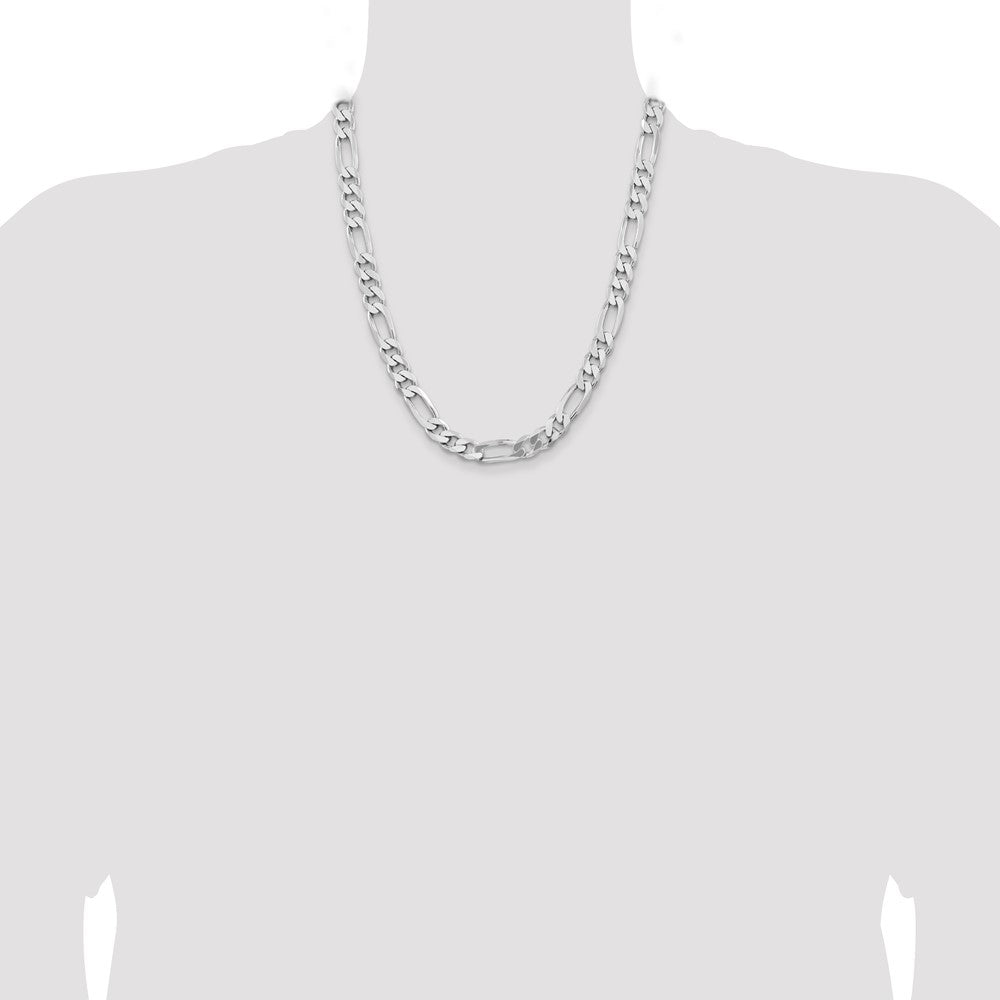 Sterling Silver Rhodium-plated 9mm Figaro Chain 22 Inches