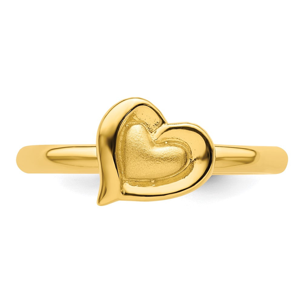 Sterling Silver Stackable Expressions Gold-plated Heart Ring Size -6
