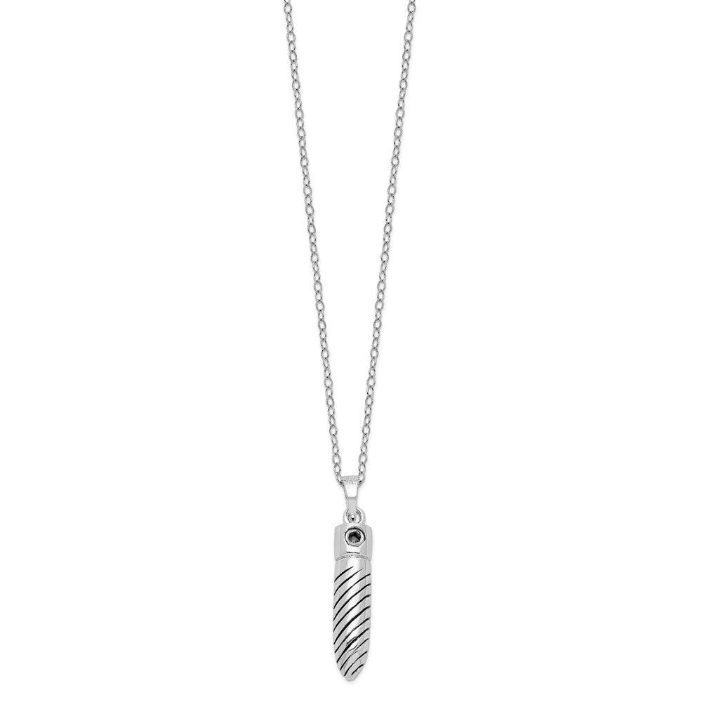 Sentimental Expressions Sterling Silver Rhodium-plated Antiqued Lined Bullet Ash Holder 18 Inch Necklace 18 Inches