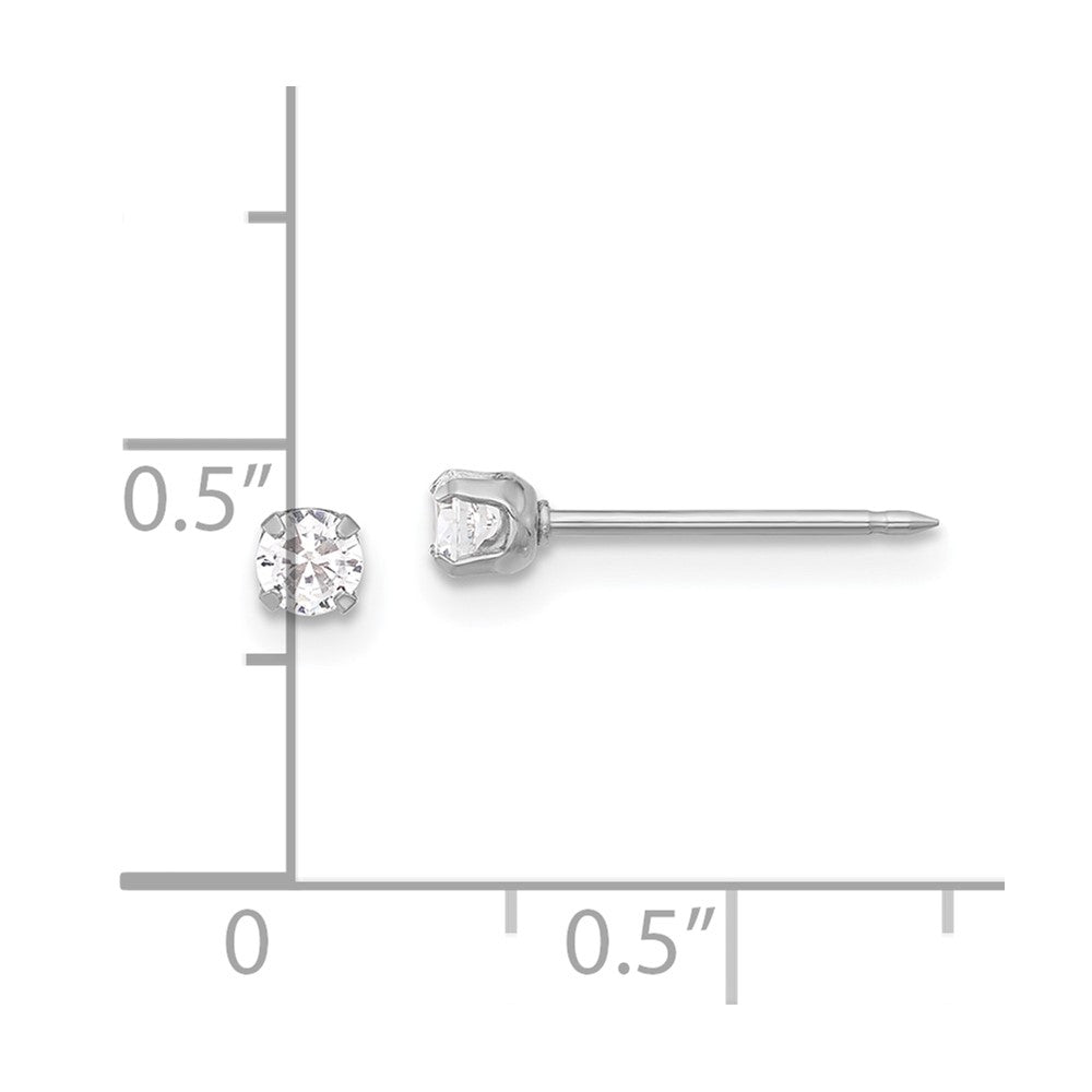 Inverness 14K White Gold 3mm CZ Long Post Piercing Earrings
