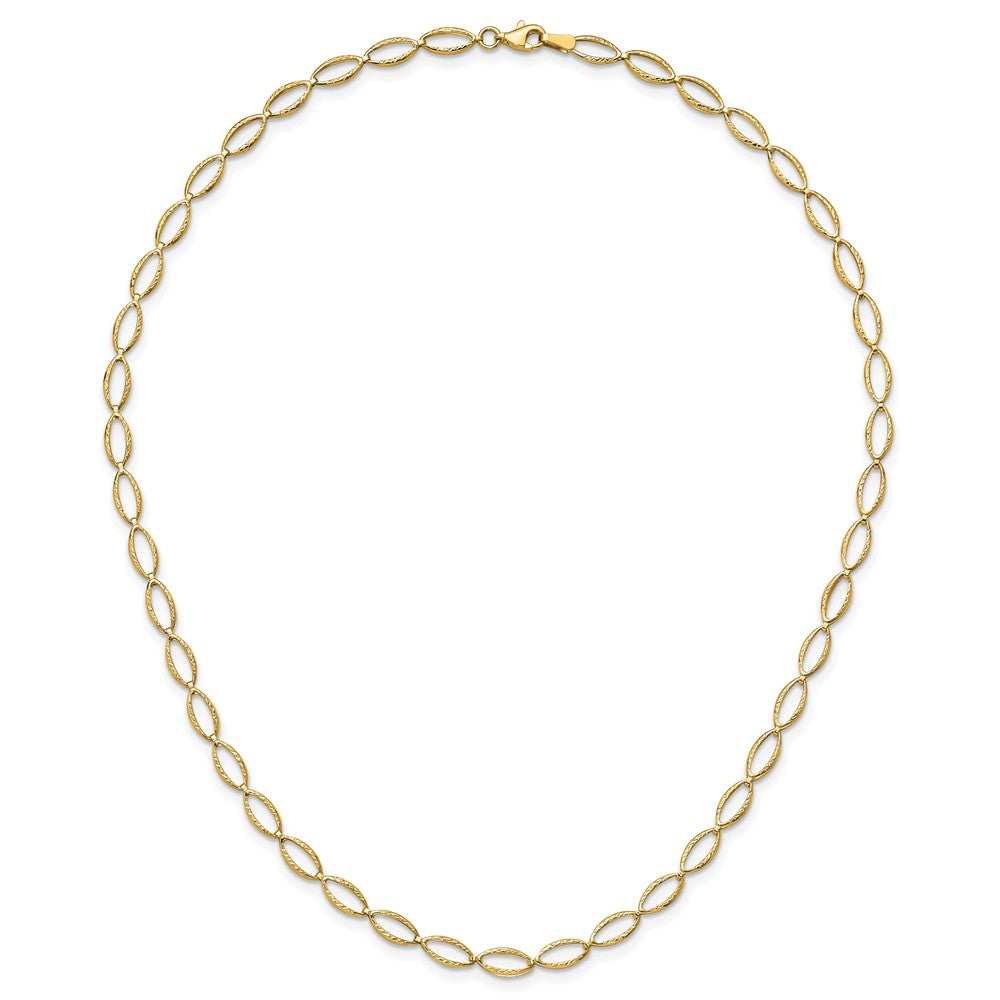 14K Polished and Diamond-cut Fancy Link Necklace
