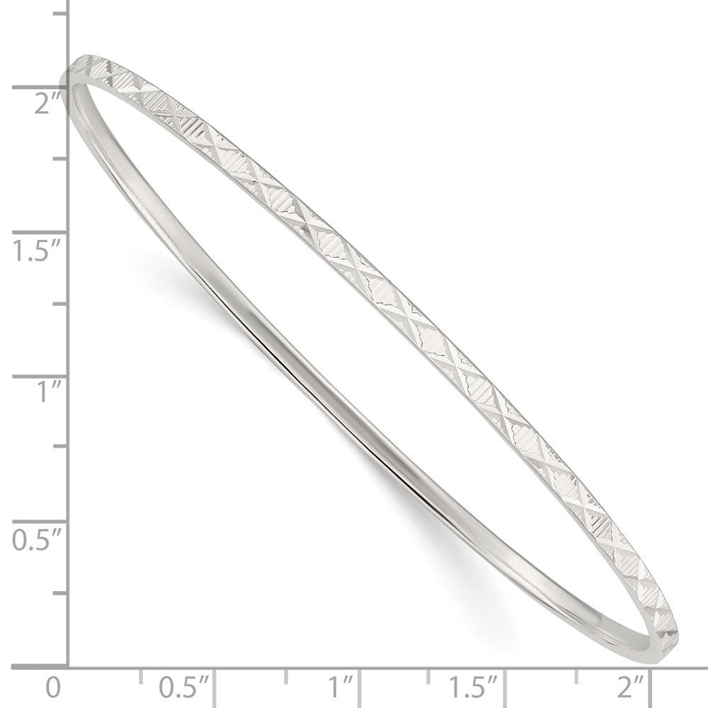 Sterling Silver Diamond Cut Slip-on Bangle 8 inches