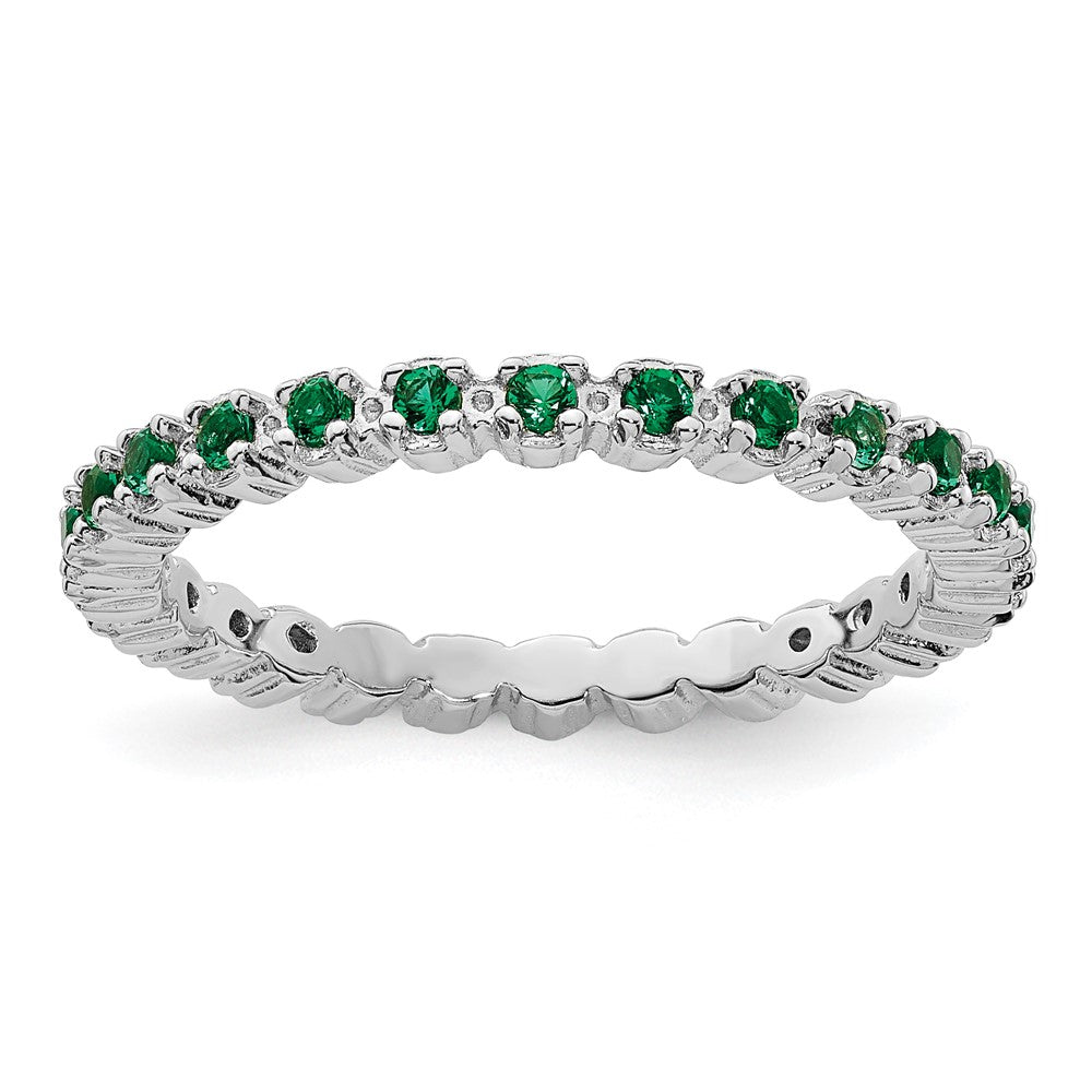 Sterling Silver Stackable Expressions Created Emerald Ring Size -7
