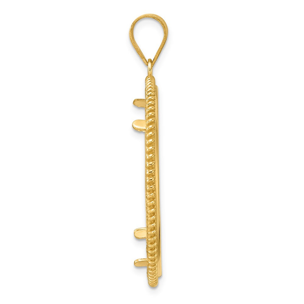 14k Polished Coil with 32.0mm Prong Coin Bezel Pendant