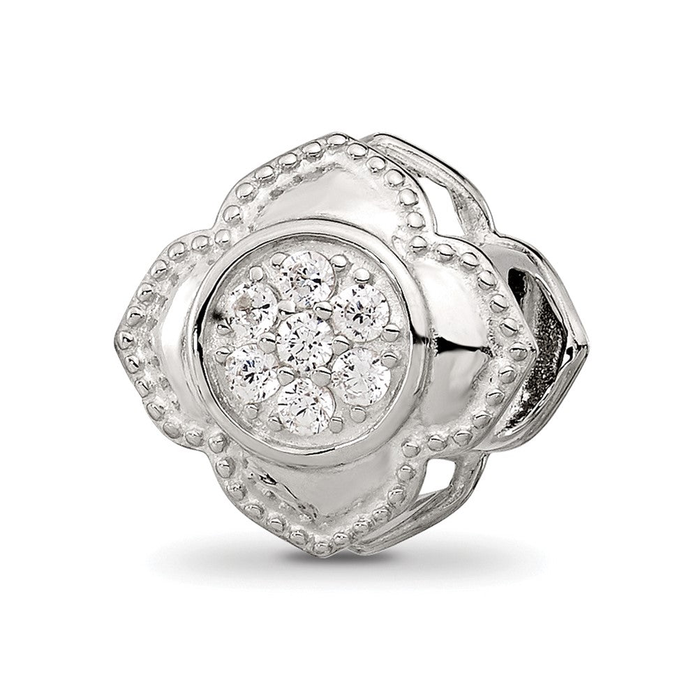 Sterling Silver Reflections Polished CZ Floral Nana Bead