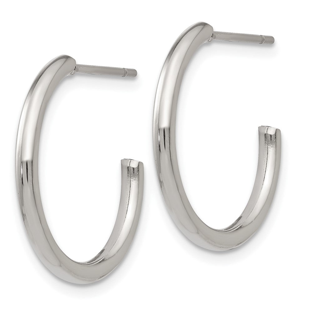Stainless Steel Polished 19mm Diameter J Hoop Post Earrings