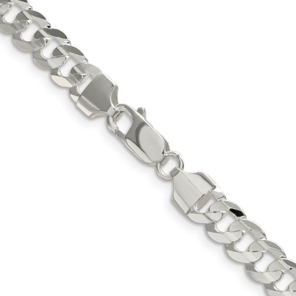 Sterling Silver 6.75mm Concave Beveled Curb Chain 24 Inches