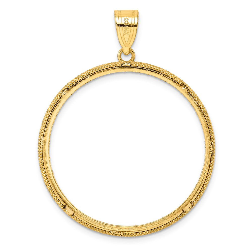 14k Diamond Cut Popcorn with 32.0mm Prong Coin Bezel Pendant