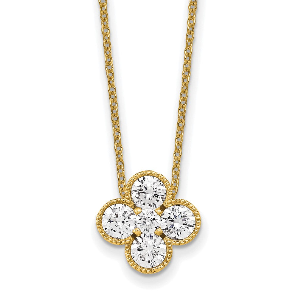 True Origin 14k 1 carat Lab Grown Diamond VS DEF 18 inch Bloom Floral Pendant Necklace
