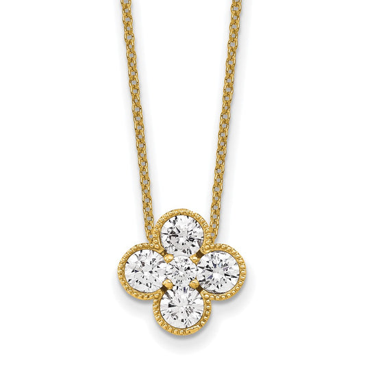 True Origin 14k 1 carat Lab Grown Diamond VS DEF 18 inch Bloom Floral Pendant Necklace