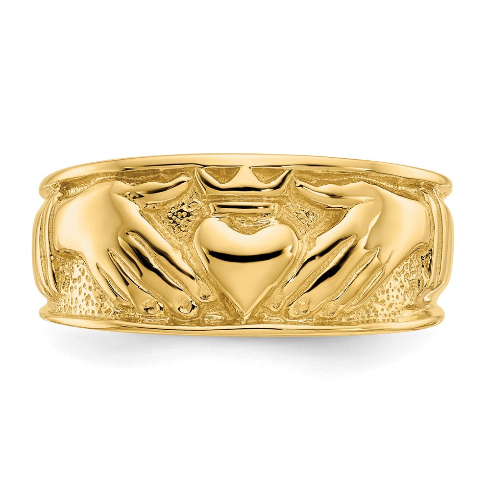 14k Polished Men's Claddagh Band Size 10