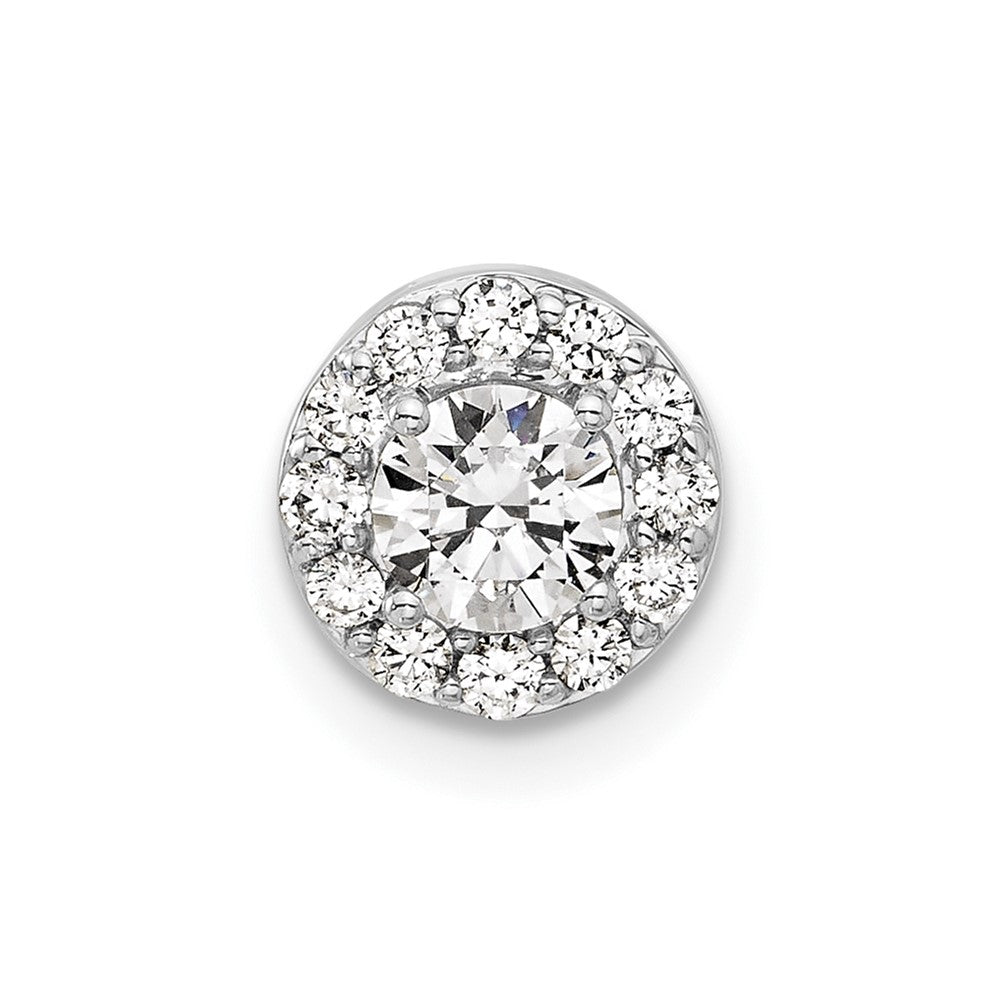 14k White Gold 1/2 carat Lab Grown Diamond VS/SI+ G+ Round Complete Halo Chain Slide Pendant